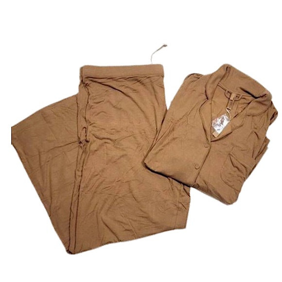 camel SKIMS soft lounge sleep set | SKIMS pjs | tan sleep set - Picture 5 of 7